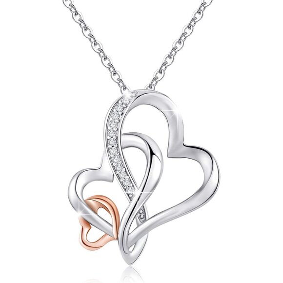 Grandmother Mom Granddaughter Sterling Silver Infinity Love Necklace Rose Gold 1